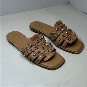 Women's Tan Studded Slide Sandals by Vince Camaro ❤️